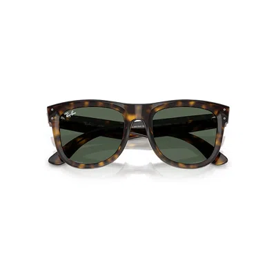 Ray Ban Wayfarer Reverse Sunglasses Dark Havana Frame Green Lenses 53-20 In Brown