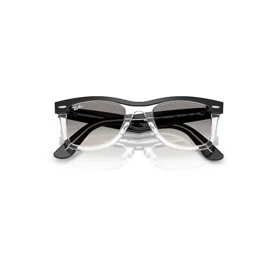 Ray Ban Wayfarer Street Neat Sunglasses Black On Transparent Frame Grey Lenses 52-22