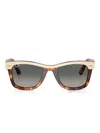 Ray Ban Wayfarer Street Neat Sunglasses Beige Havana Frame Grey Lenses 50-22 In Brown