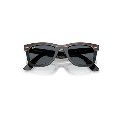 Ray Ban Wayfarer Street Neat Sunglasses Havana On Black Frame Blue Lenses 52-22