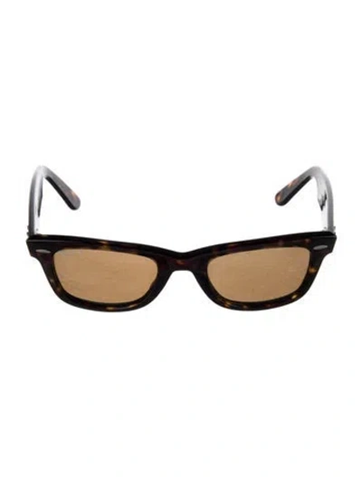 Pre-owned Ray Ban Wayfarer Tinted Sunglasses In Brown
