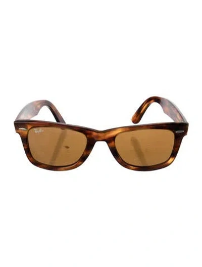 Pre-owned Ray Ban Wayfarer Tinted Sunglasses In Brown