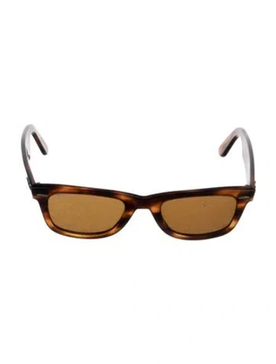 Pre-owned Ray Ban Wayfarer Tinted Sunglasses In Brown