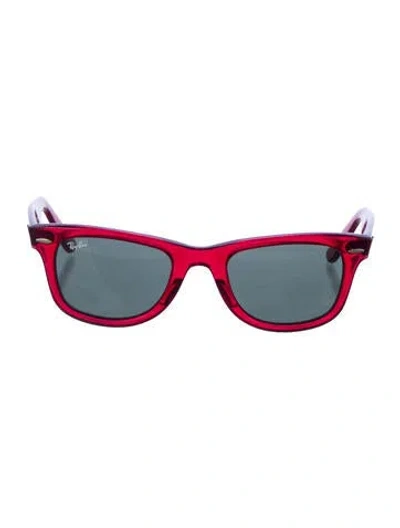 Pre-owned Ray Ban Wayfarer Tinted Sunglasses In Red