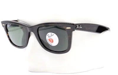 Pre-owned Ray Ban Ray-ban Wayfarer Tortoise Green Polarized Sunglasses Rb2140 902/58 50-22