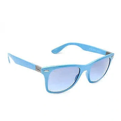 Pre-owned Ray Ban Ray-ban Wayfarer Unisex Sunglasses Rb4195 6084/8f Blue Square Blue Gradient 52mm