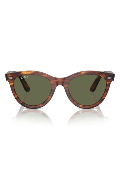 Ray Ban Wayfarer Way 54mm Polarized Oval Sunglasses In Striped Havana