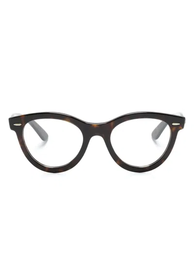 Ray Ban Wayfarer Way Round-frame Glasses In Brown