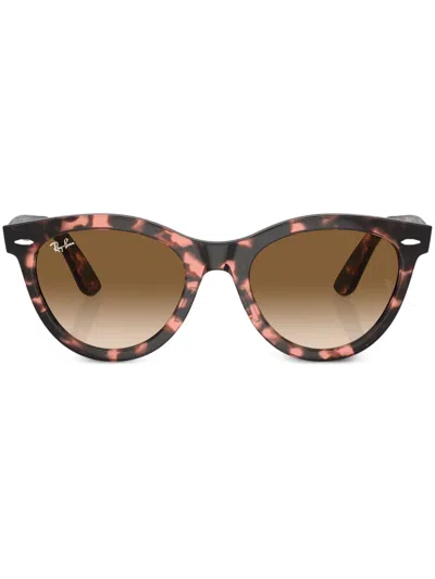 Ray Ban Wayfarer Way Round-frame Sunglasses In Pink