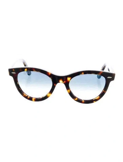 Pre-owned Ray Ban Wayfarer Way Round Sunglasses In Brown