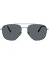 Ray Ban William Titanium Sunglasses Gunmetal Frame Blue Lenses Polarized 59-17 In Silver