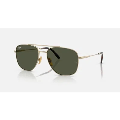 Ray Ban William Titanium G-15 Green Navigator Unisex Sunglasses Rb8097 926531 59 In Gold