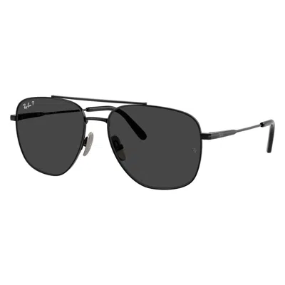 Ray Ban William Titanium Polarized Black Navigator Unisex Sunglasses Rb8097 926748 59