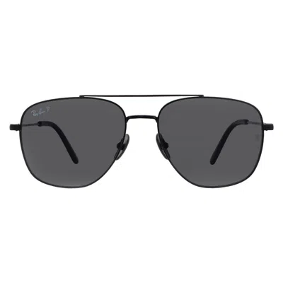 Ray Ban William Titanium Polarized Black Navigator Unisex Sunglasses Rb8097 926748 59 In Gray