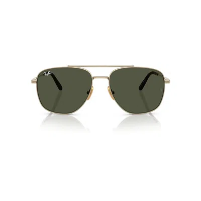 Ray Ban William Titanium Sunglasses Arista Gold Frame Green Lenses 59-17