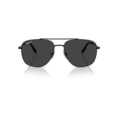 Ray Ban William Titanium Sunglasses Black Frame Black Lenses Polarized 59-17