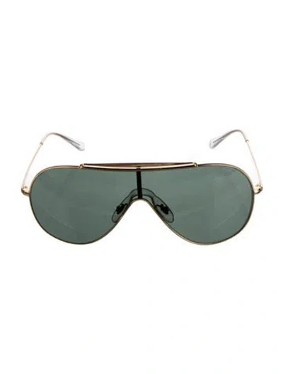 Pre-owned Ray Ban Wings Shield Sunglasses In Gold