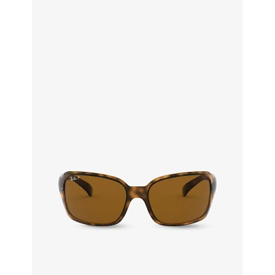 Ray Ban Ray-ban Womens Brown Rb4068 Square-frame Tortoiseshell Acetate Sunglasses