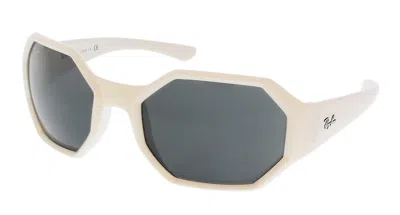 Pre-owned Ray Ban Women's Rayban Square Sunglasses In Gloss White (0rb4337 649187)