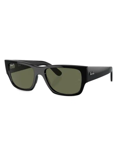 Ray Ban Women's Rb0947s Carlos 56mm Rectangular Sunglasses In Black Dark Green