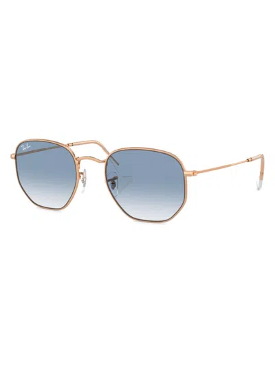 Ray Ban Women's Rb3548 51mm Hexagonal Sunglasses In Gold Blue Gradient