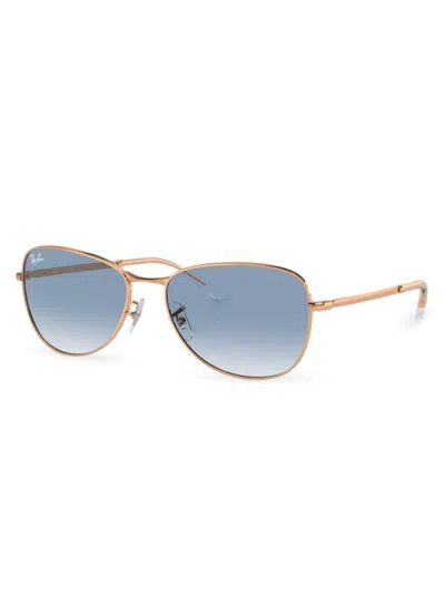 Ray Ban Rb3733 Sunglasses Rose Gold Frame Blue Lenses 59-17