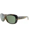 Ray Ban Jackie Ohh Sunglasses Tortoise Frame Green Lenses 58-17 In Green