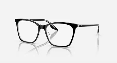 Ray Ban Women's Rb5422 Optics Cat Eye Eyeglasses Frame In Polished Black On Transparent In Pattern