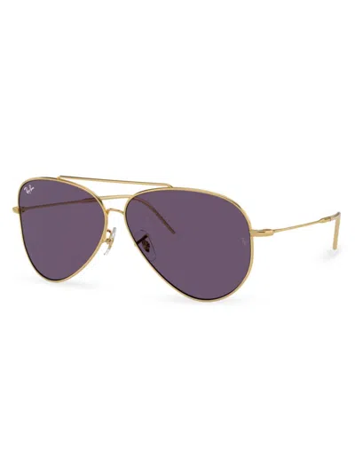 Ray Ban Women's Rbr0101s 59mm Reverse Aviator Sunglasses In Gold Deep Purple