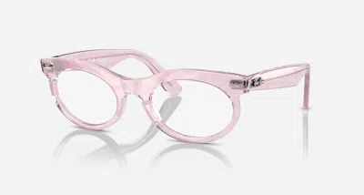 Ray Ban Women's Rx2242v 8292 Wayfarer Oval Change Eyeglass Frames In Polished Photo Waves Purple In Pattern