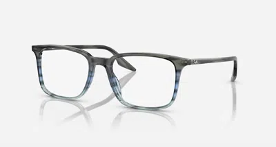Ray Ban Women's Rx5421 8254 Rectangle Eyeglasses Frame In Polished Striped Grey & Blue In Multi