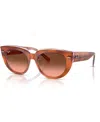 Ray Ban Doreen Sunglasses Red Havana On Transparent Multicolor Frame Pink Lenses 52-20 In Pink Gradient Brown
