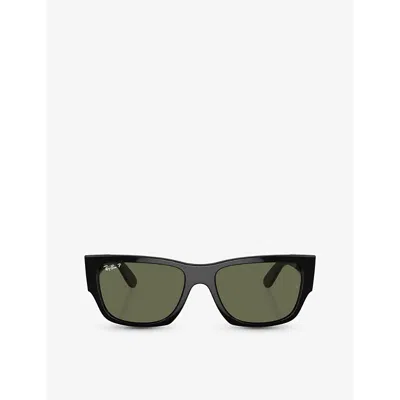 Ray Ban Womens Black Rb0947s Carlos Rectangle-frame Acetate Sunglasses