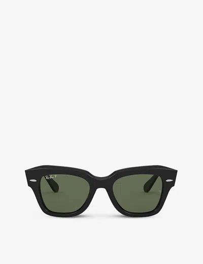 Ray Ban Rb2186 Rectangular-frame Sunglasses In Black