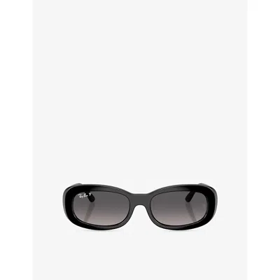 Ray Ban Womens Black Rb2221 Oval-frame Acetate Sunglasses