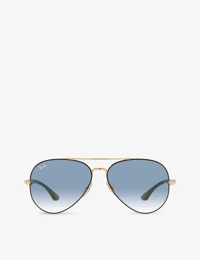 Ray Ban Ray-ban Womens Black Rb3675 Pilot-frame Metal Sunglasses