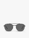 Ray Ban Rb3688 Chromance Square-frame Metal Sunglasses In Black