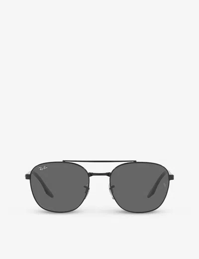 Ray Ban Rb3688 Chromance Square-frame Metal Sunglasses In Black