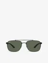Ray Ban Ray-ban Womens Black Rb3701 Rectangle-frame Steel Sunglasses In Black