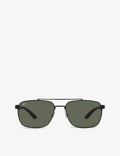 Ray Ban Ray-ban Womens Black Rb3701 Rectangle-frame Steel Sunglasses