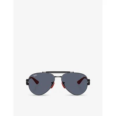 Ray Ban Womens Black Rb3762m Scuderia Ferrari Aviator-frame Acetate Sunglasses