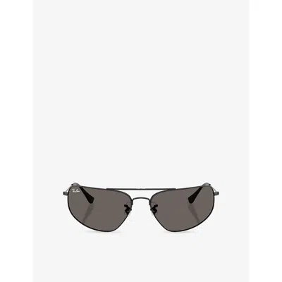 Ray Ban Womens Black Rb3780 Rectangle-frame Metal Sunglasses In Gold