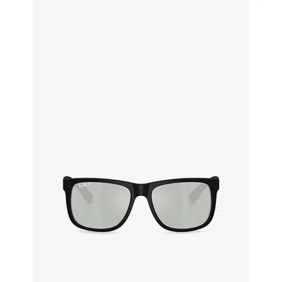 Ray Ban Womens Black Rb4165 Justin Classic Square Nylon Sunglasses In Gray