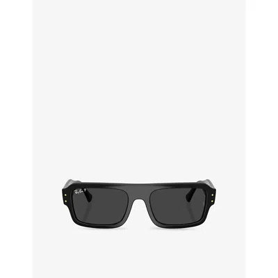 Ray Ban Womens Black Rb4454 Lukas Rectangle-frame Acetate Sunglasses