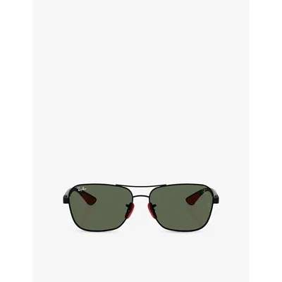 Ray Ban Womens Black Rb8336m Scuderia Ferrari Square-frame Metal Sunglasses