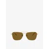 Ray Ban Womens Black Rbr0102s Polarised Caravan Reverse Square-frame Metal Sunglasses In Gold