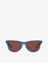Ray Ban Rb2140 Square-frame Acetate Wayfarer Sunglasses In Blue
