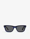 Ray Ban Ray-ban Womens Blue Rb2283 Mr Burbank Rectangular-frame Acetate Sunglasses In Blue
