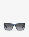 Ray Ban Rb4165 Justin Rectangle-frame Acetate Sunglasses In Blue