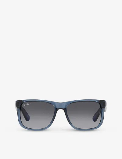 Ray Ban Rb4165 Justin Rectangle-frame Acetate Sunglasses In Blue